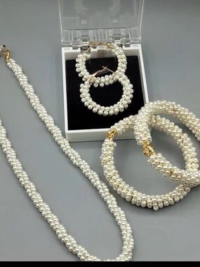New beaded necklace bangles with earrings jewelry set